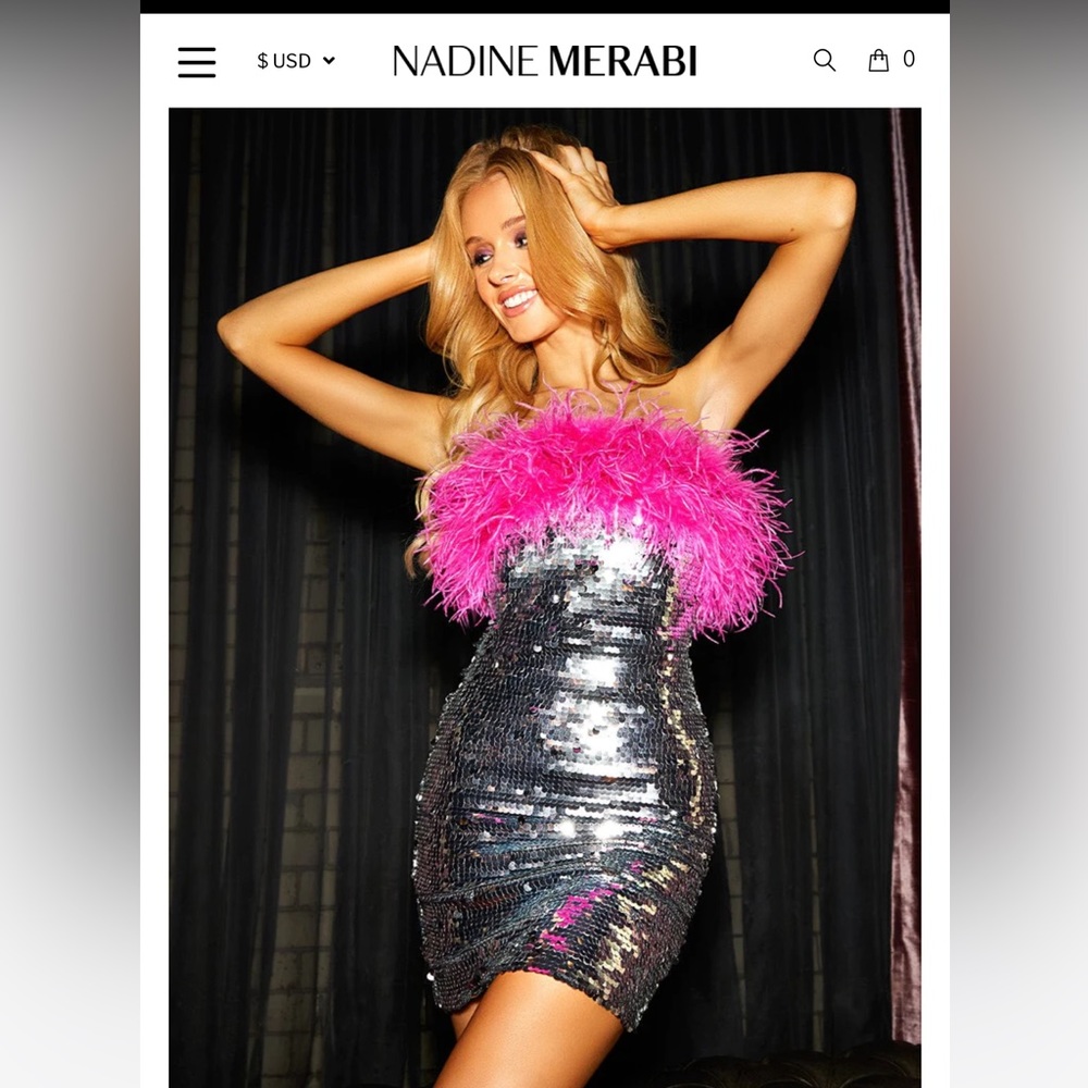 NADINE MERABI Cindy Silver Dress- SIZE XXL / 14